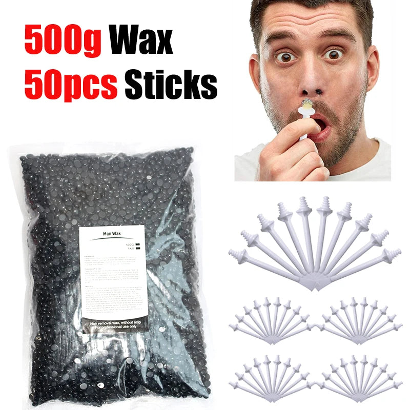 Portable Nose Wax Kit for Man and Women Painless Paper-Free Nose Hair Removal Cleaning Waxing Beans Depilation Kit Nose Clipper