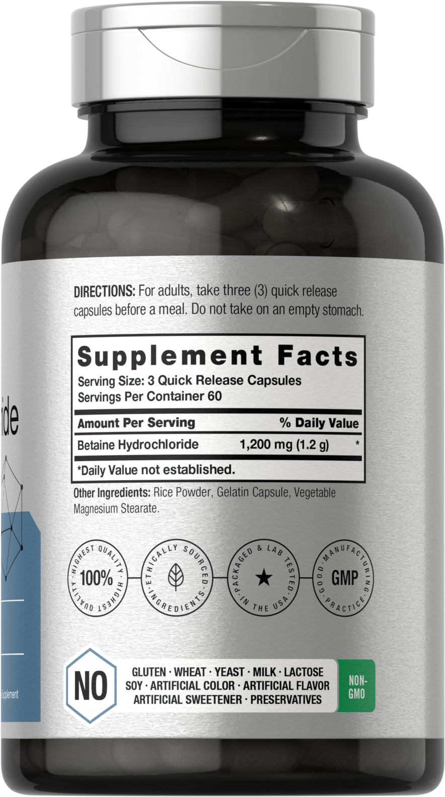 Betaine Hcl | 1200Mg | 180 Capsules | Betaine Hydrochloride | by Horbaach