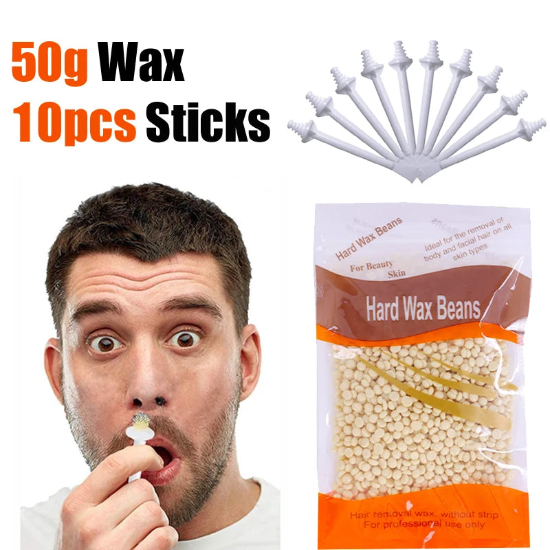 Portable Nose Wax Kit for Man and Women Painless Paper-Free Nose Hair Removal Cleaning Waxing Beans Depilation Kit Nose Clipper