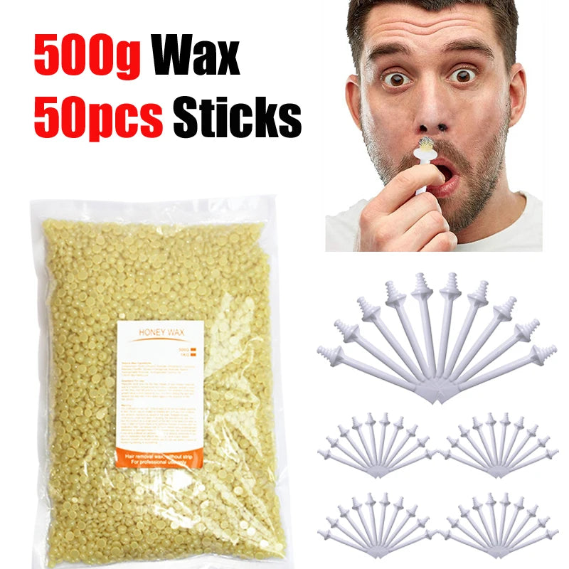 Portable Nose Wax Kit for Man and Women Painless Paper-Free Nose Hair Removal Cleaning Waxing Beans Depilation Kit Nose Clipper