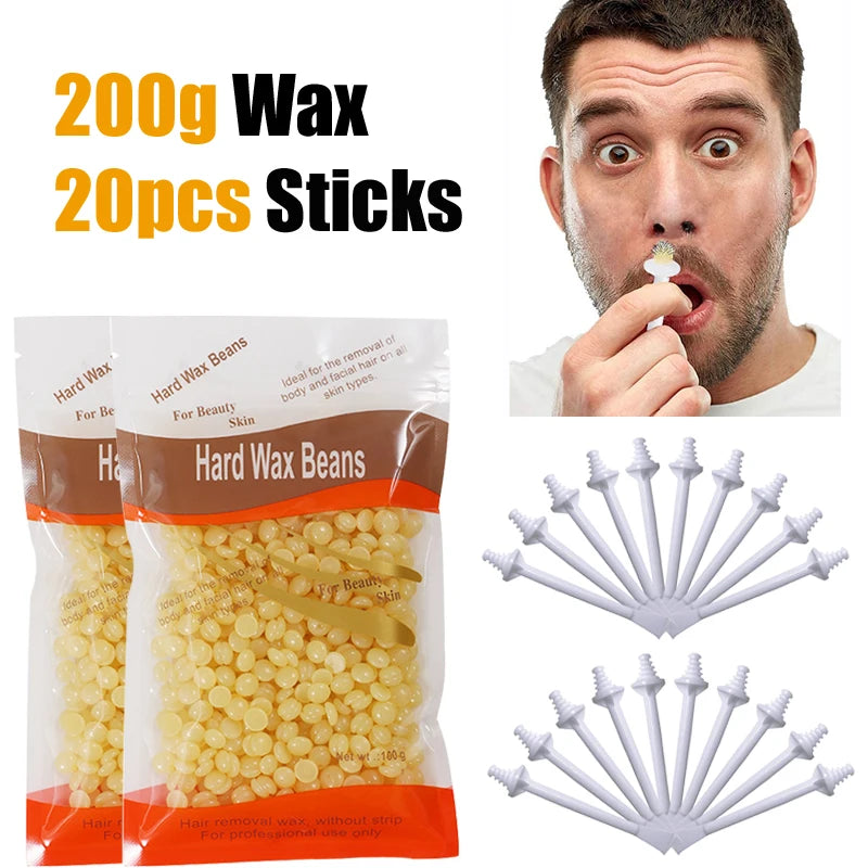 Portable Nose Wax Kit for Man and Women Painless Paper-Free Nose Hair Removal Cleaning Waxing Beans Depilation Kit Nose Clipper