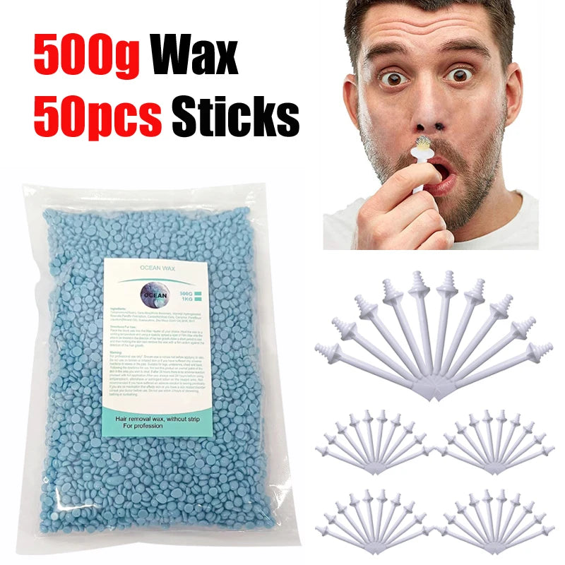 Portable Nose Wax Kit for Man and Women Painless Paper-Free Nose Hair Removal Cleaning Waxing Beans Depilation Kit Nose Clipper