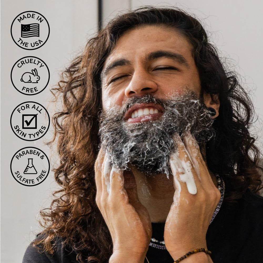 Beard Wash Set for Men, Shampoo & Conditioner Duo with Green Tea & Essential Oils, Hydrates, Softens & Strengthens Beard Hair (Made in USA) Sandalwood