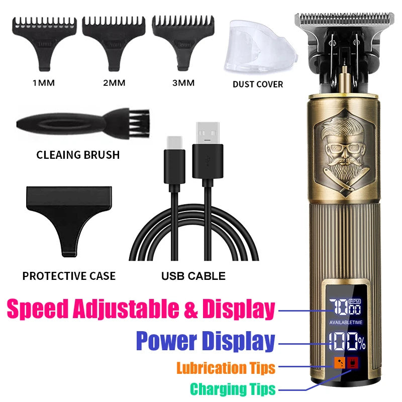 Electric Rechargeable Vintage T9 Man Shaver Trimmer USB Pusher Hair Man Beard Cutting Machine for Men Hair Clipper Shaver