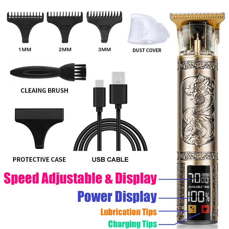 Electric Rechargeable Vintage T9 Man Shaver Trimmer USB Pusher Hair Man Beard Cutting Machine for Men Hair Clipper Shaver