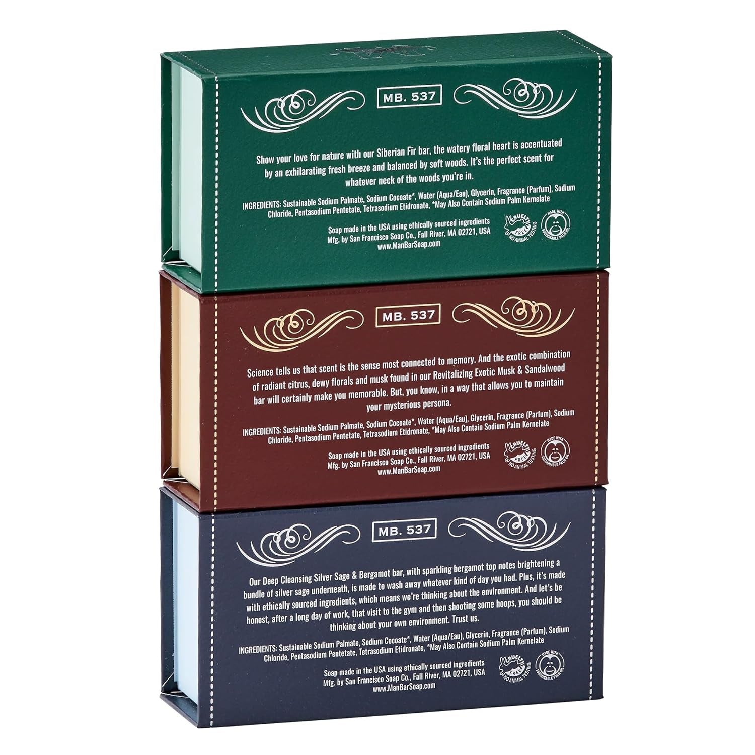 Man Bar 3-Piece Gift Set - No Harmful Chemicals - Good for All Skin Types - Made in the USA