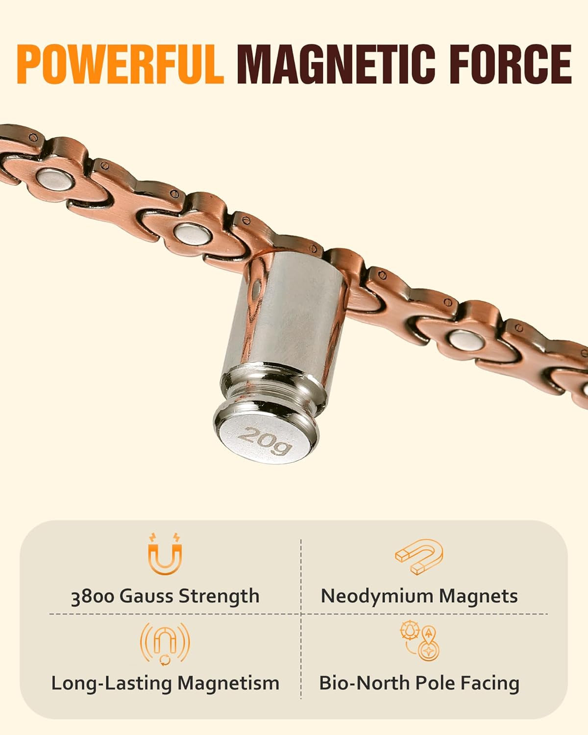 5X Strength Magnetic Copper Bracelet for Women Ellipse Magnets Pure Copper Magnetic Bracelet Premium Butterfly Clasp & Adjustable Length Four-Leaf Clover Health Bracelets