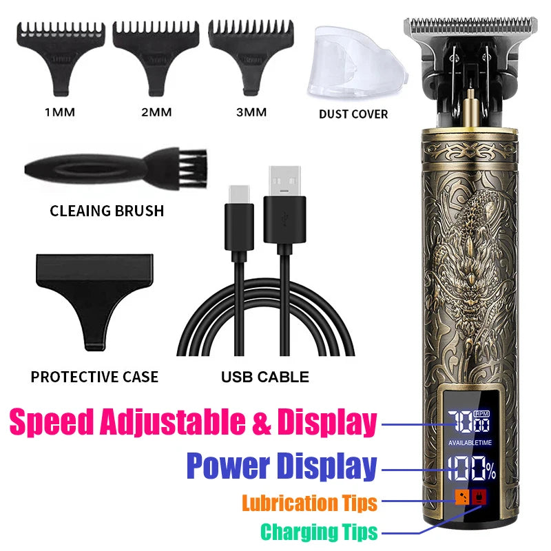 Electric Rechargeable Vintage T9 Man Shaver Trimmer USB Pusher Hair Man Beard Cutting Machine for Men Hair Clipper Shaver