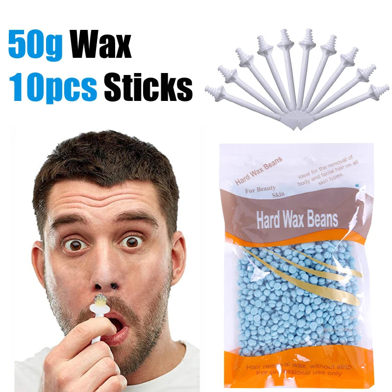 Portable Nose Wax Kit for Man and Women Painless Paper-Free Nose Hair Removal Cleaning Waxing Beans Depilation Kit Nose Clipper