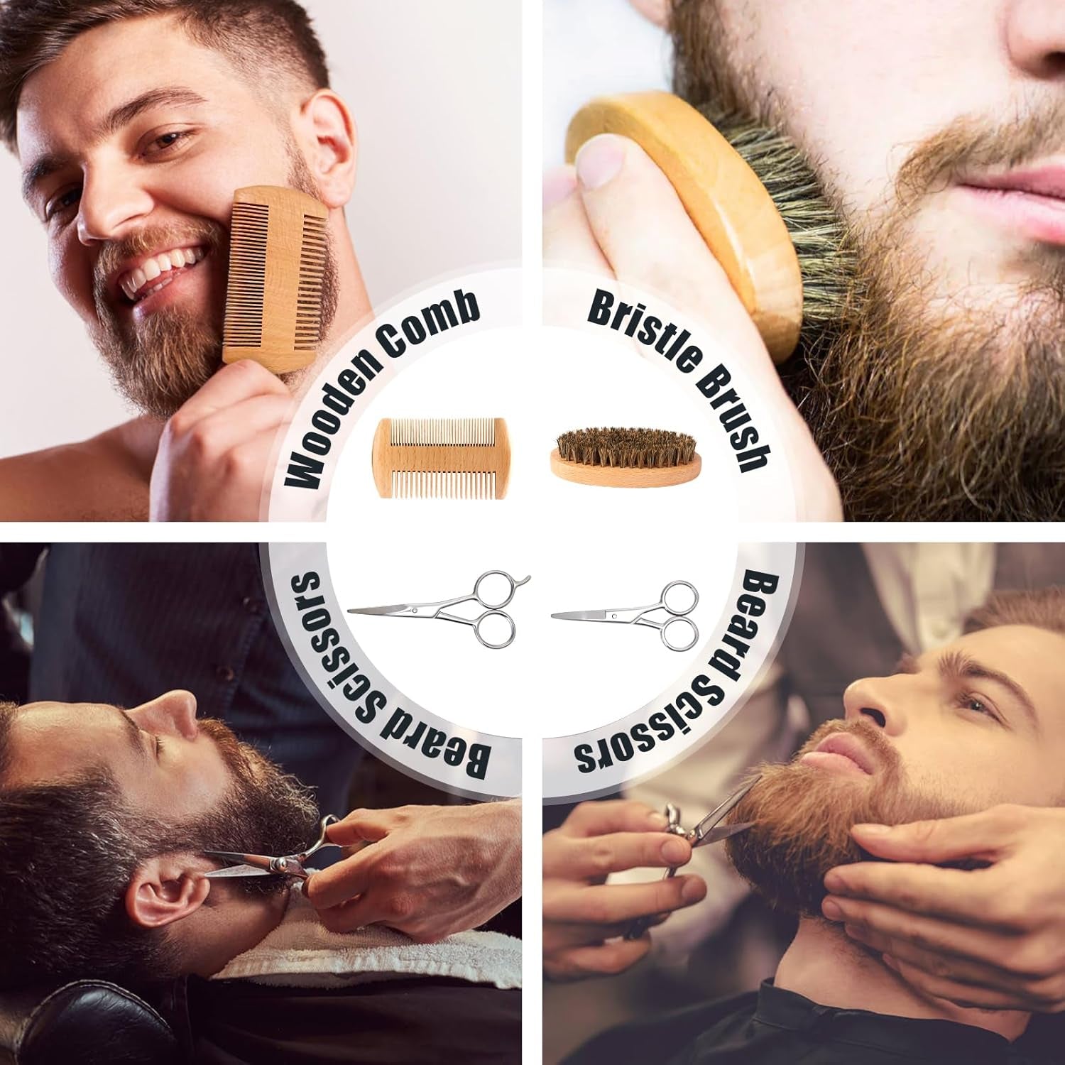 Beard Care Gifts Kit for Men, Beard Mustache Grooming Kit-Beard Balm, Beard Wash, Beard Oil, Brush, Scissors, Birthday Anniversary Thanksgiving Gifts for Husband/Boyfriend/Dad/Him