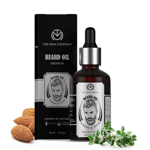 100% Natural Beard Oil for Men with Almond Oil, Thyme, Argan, and Jojoba Oil for Faster Beard Growth - 1.1 Oz | Beard Conditioner Oil, Softens & Strengthens Beards and Mustaches