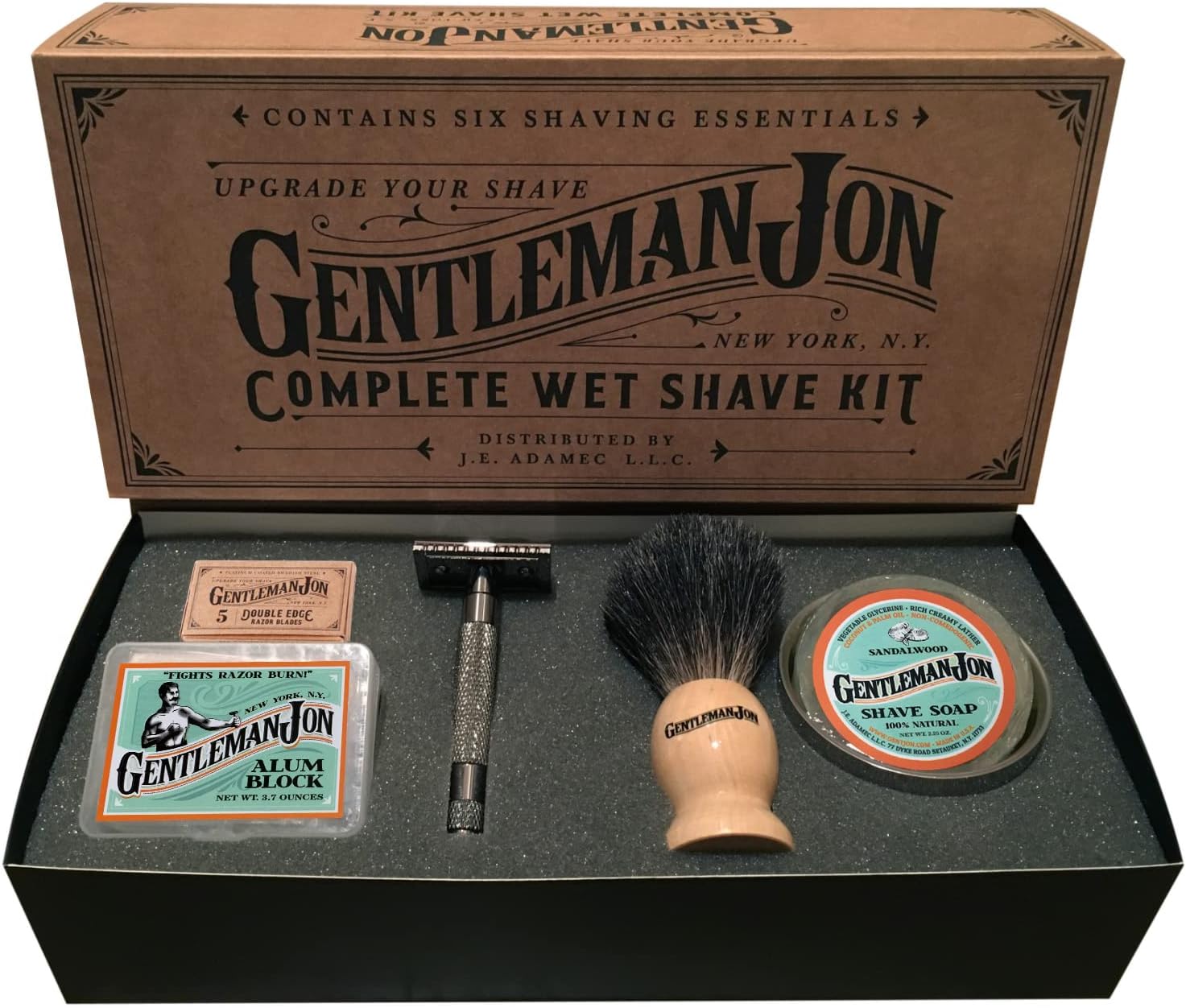 Vintage Wet Shave Grooming Set — Safety Razor, Brush, Soap & Blades