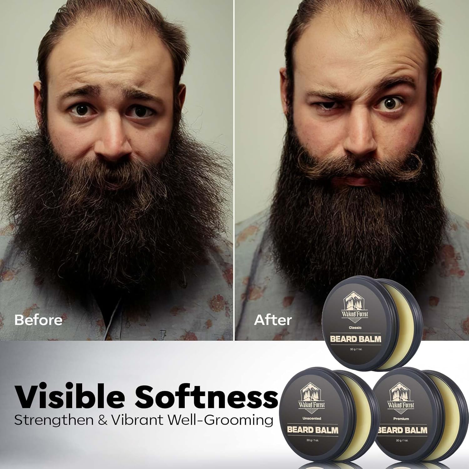 Beard Balm Kit Thicker Beard Butter for Men Moisturizer Beard Kit for Men All Natural