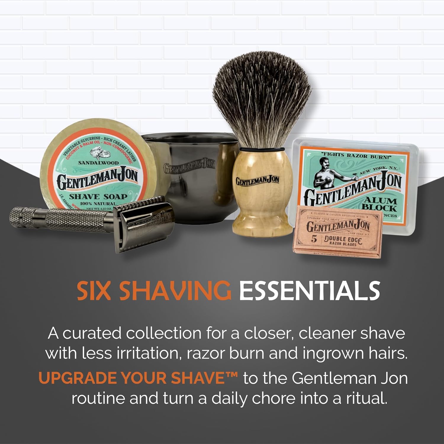Vintage Wet Shave Grooming Set — Safety Razor, Brush, Soap & Blades