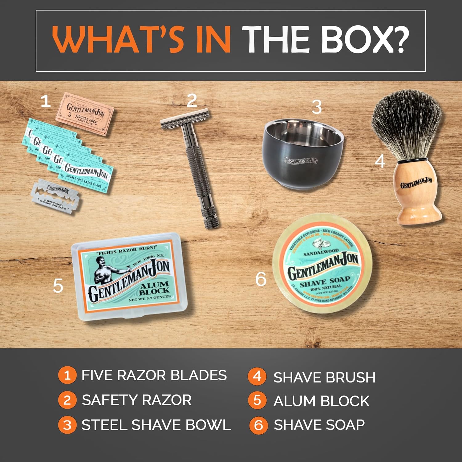 Vintage Wet Shave Grooming Set — Safety Razor, Brush, Soap & Blades