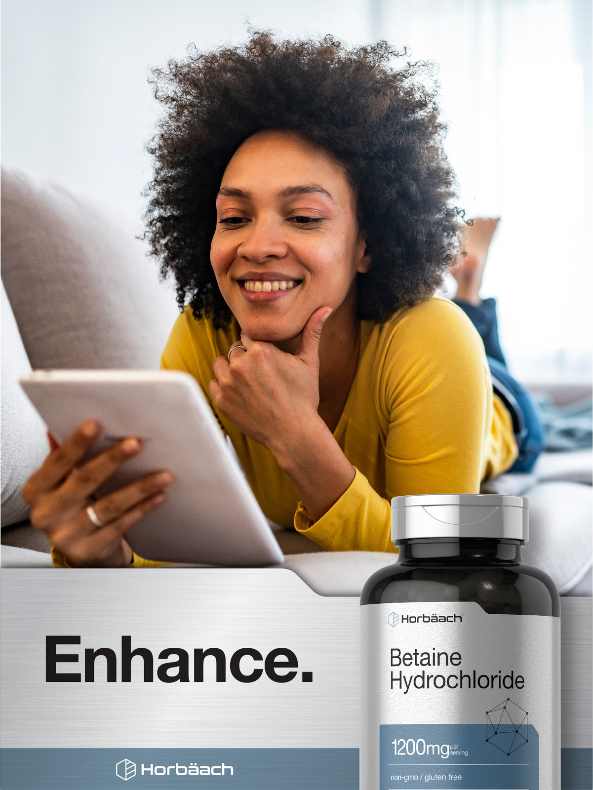 Betaine Hcl | 1200Mg | 180 Capsules | Betaine Hydrochloride | by Horbaach