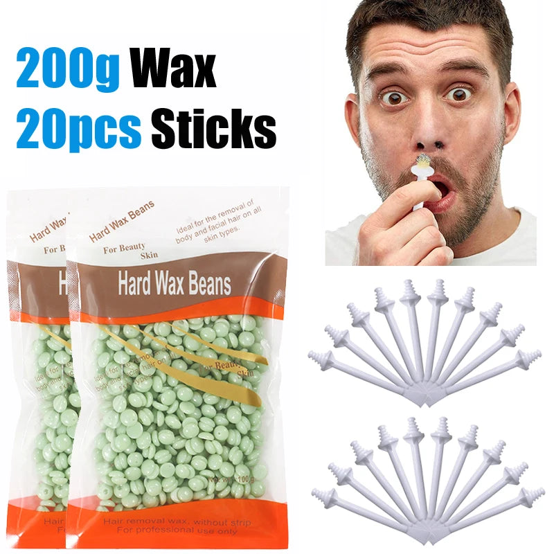 Portable Nose Wax Kit for Man and Women Painless Paper-Free Nose Hair Removal Cleaning Waxing Beans Depilation Kit Nose Clipper