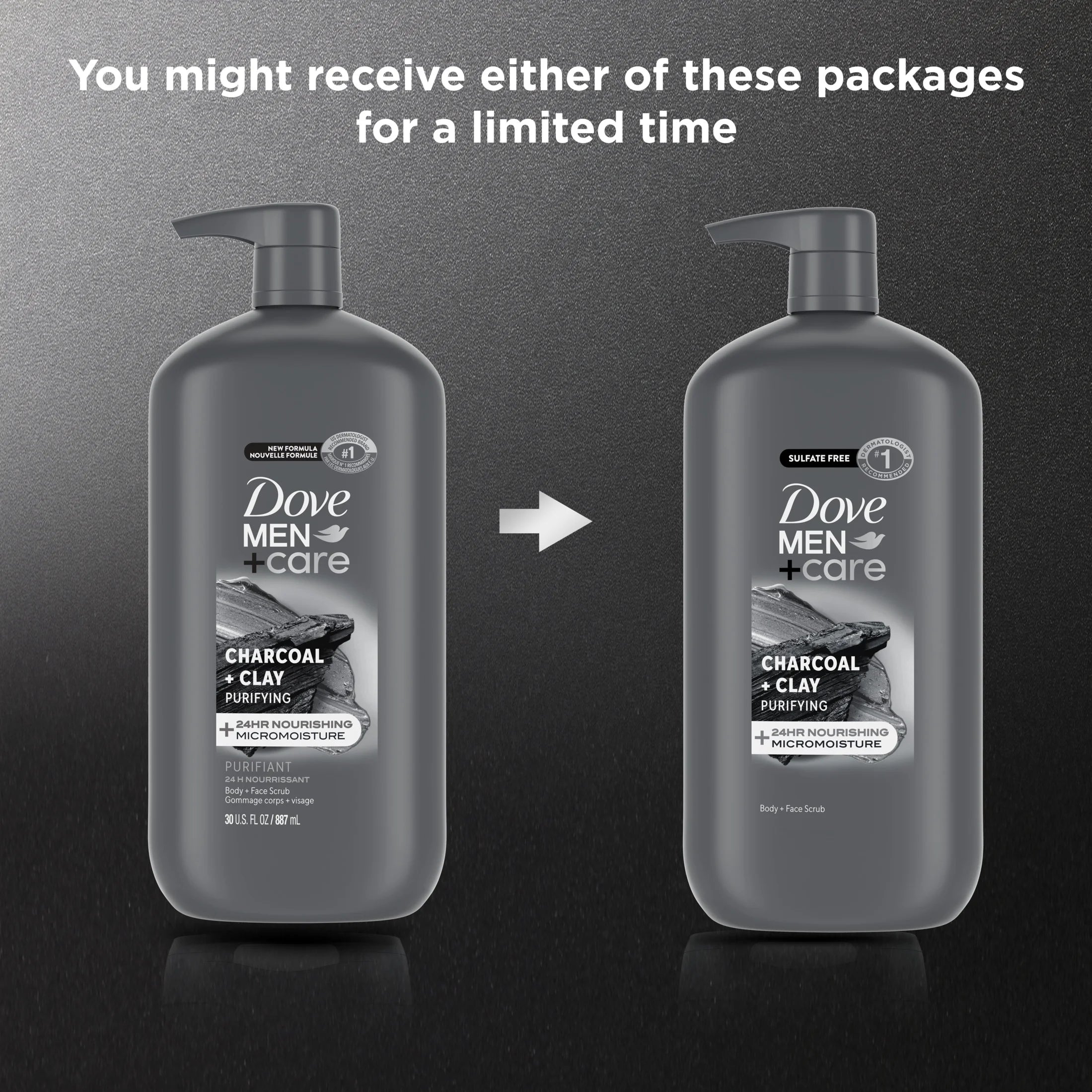 (4 Pack)  Purifying Hydrating Face & Body Wash for Men Charcoal & Clay, 30 Oz