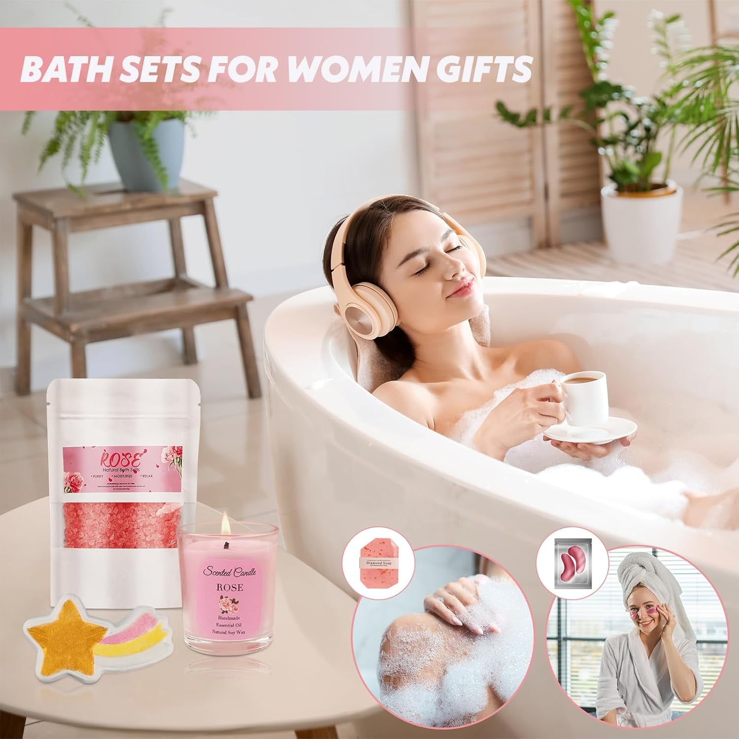 Birthday Gifts Basket for Women, Relaxtion Spa Set, Self Care Boxes for Her, Mother, Friend, Sister, Ideal Gifts for Valentine'S and Mother'S Day