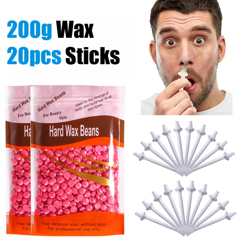 Portable Nose Wax Kit for Man and Women Painless Paper-Free Nose Hair Removal Cleaning Waxing Beans Depilation Kit Nose Clipper
