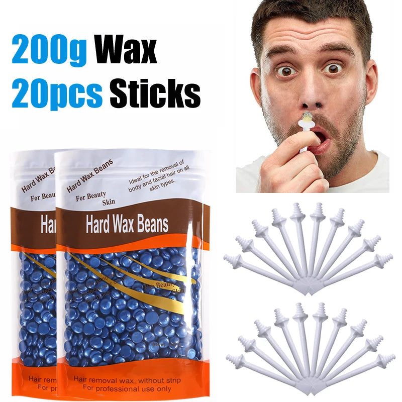 Portable Nose Wax Kit for Man and Women Painless Paper-Free Nose Hair Removal Cleaning Waxing Beans Depilation Kit Nose Clipper