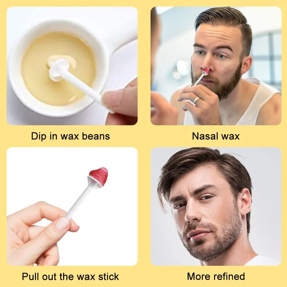 Portable Nose Wax Kit for Man and Women Painless Paper-Free Nose Hair Removal Cleaning Waxing Beans Depilation Kit Nose Clipper