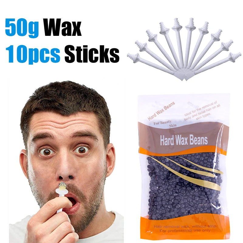 Portable Nose Wax Kit for Man and Women Painless Paper-Free Nose Hair Removal Cleaning Waxing Beans Depilation Kit Nose Clipper
